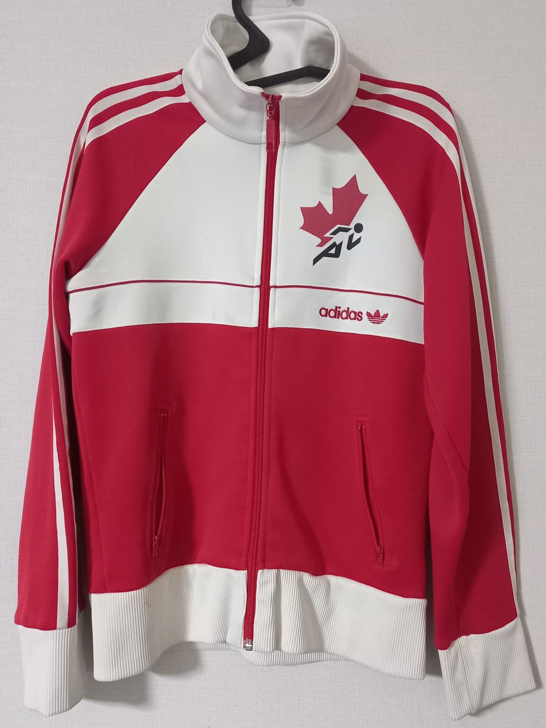 아디다스 캐나다 빨흰 트랙탑 저지 져지집업 85~90 상품이미지1