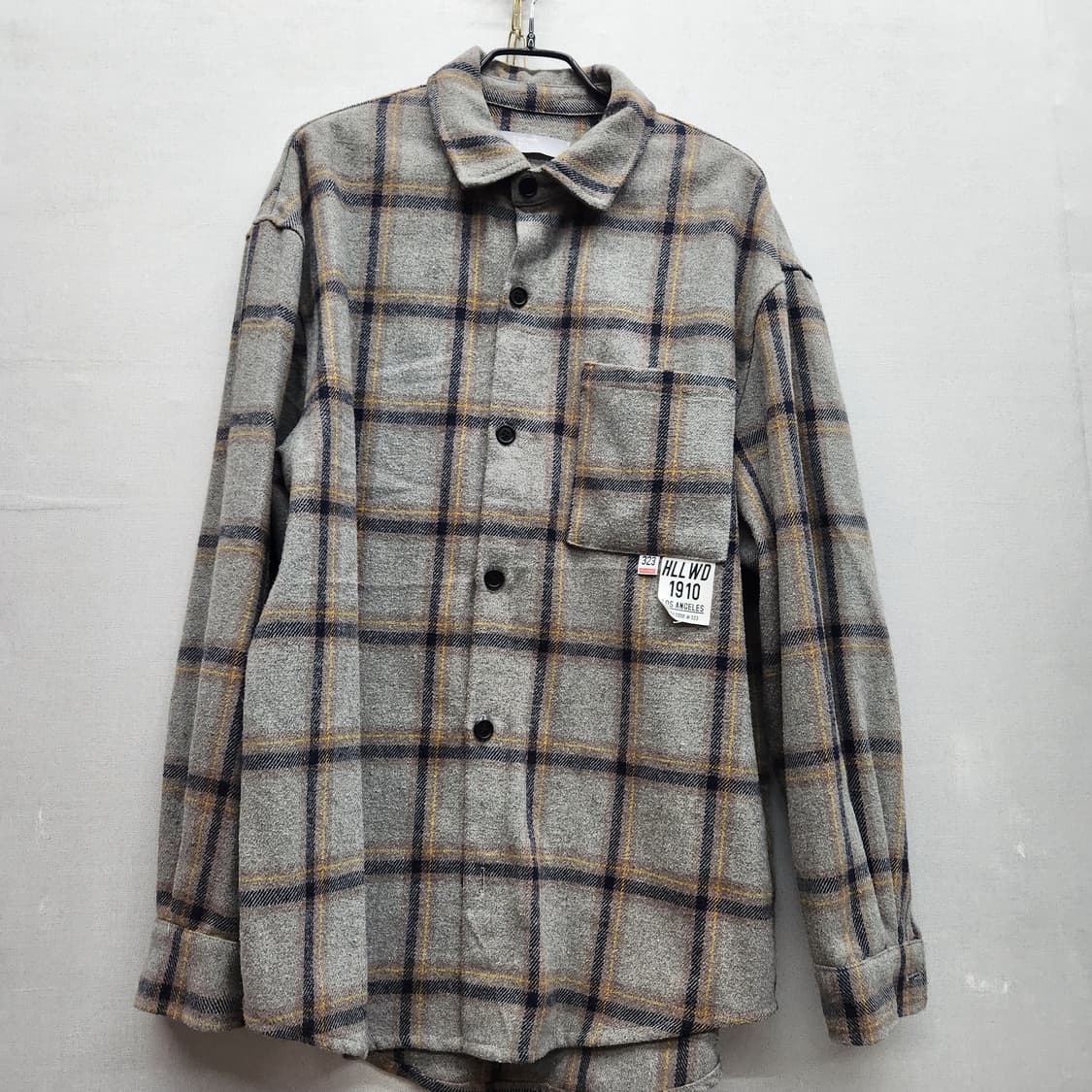 에잇세컨즈 원포켓 체크 모혼방 셔츠 L(L) 상품이미지1