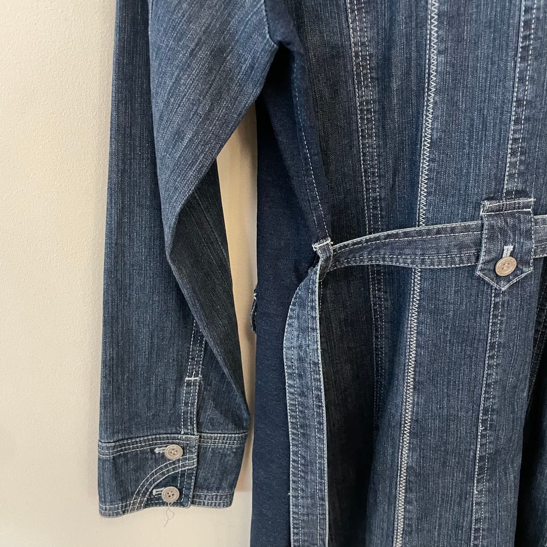 dark wash denim belted dress 상품이미지7