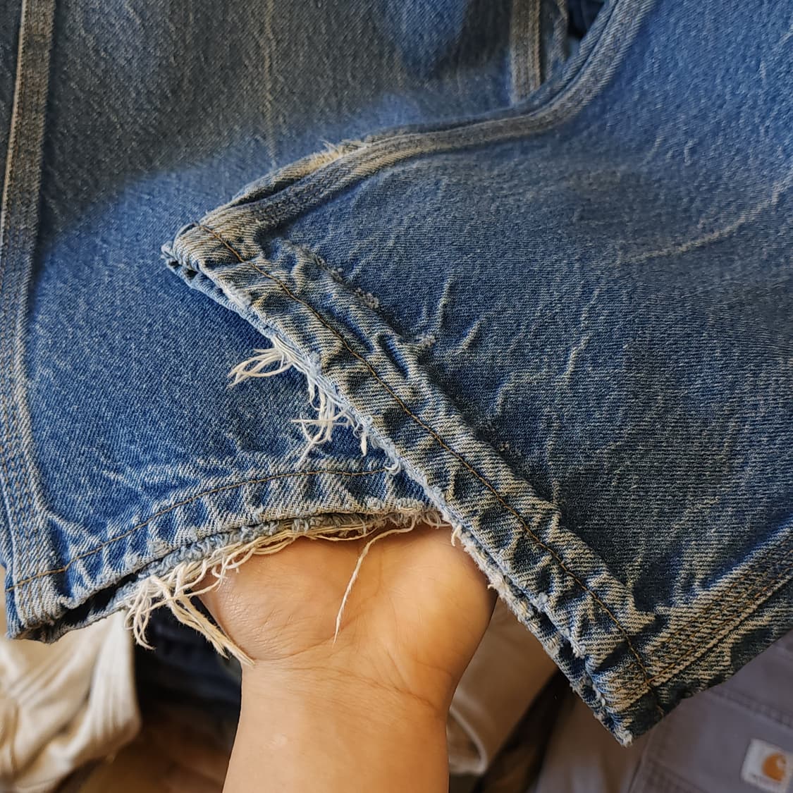 90s 칼하트 싱글니 카펜터 데님팬츠 칼하트 워크팬츠 USA 36x30 상품이미지7