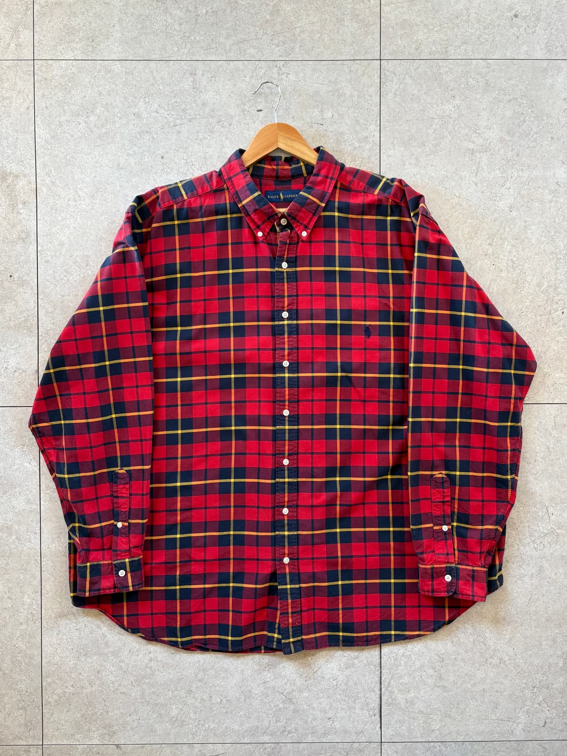 폴로 빅사이즈 레드 체크 셔츠 3XB 상품이미지1