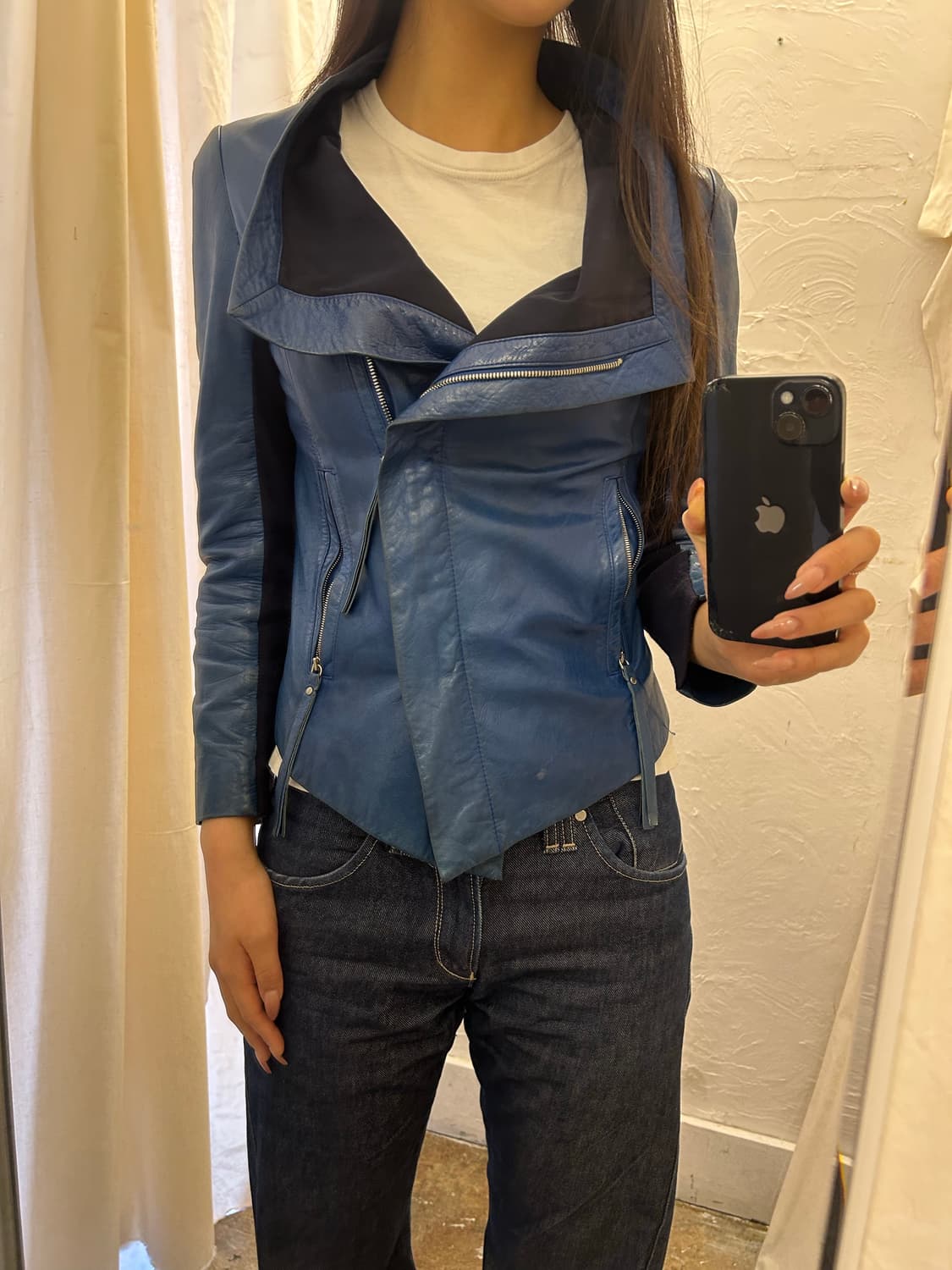 Demoo 블루 레더자켓 상품이미지8