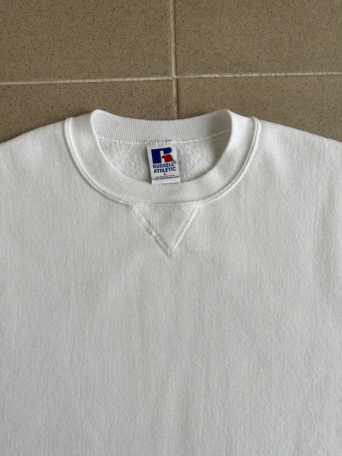 90s 빈티지 러셀 스웻셔츠 화이트 L USA 상품이미지4