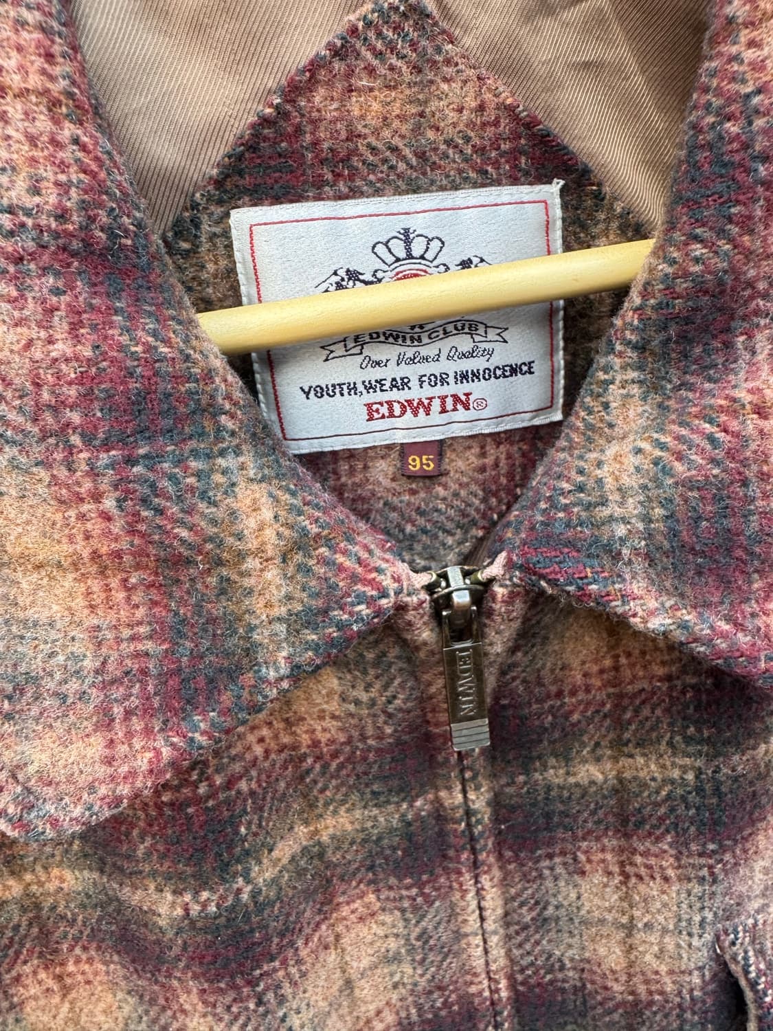 에드윈 빈티지 울 블루종 봄버 체크 자켓 상품이미지5