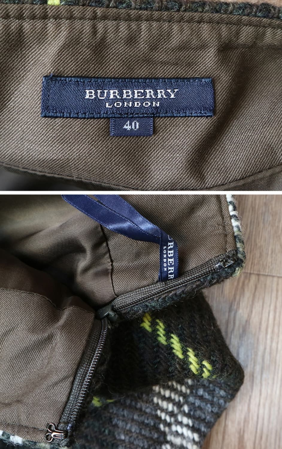 일본판 BURBERRY 버버리 런던 울 두툼한 체크 트위드 스커트 상품이미지8