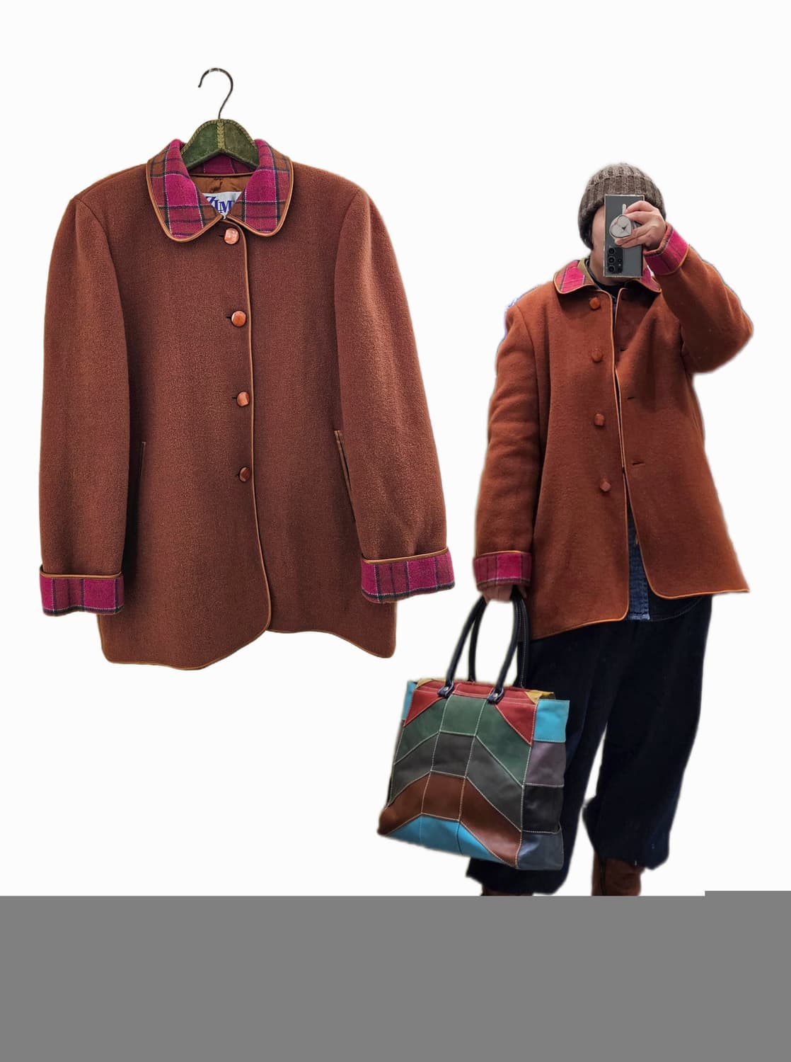 90's 오렌지브라운 울 미들코트 상품이미지1