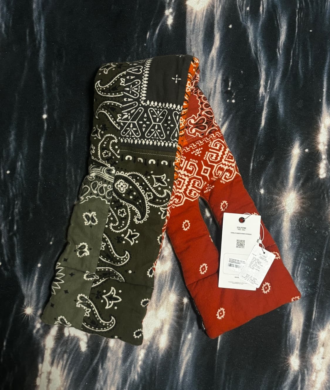 캐피탈 플란넬 반다나 패턴 리버시블 머플러(카키/오렌지) - [택 포함] 상품이미지1