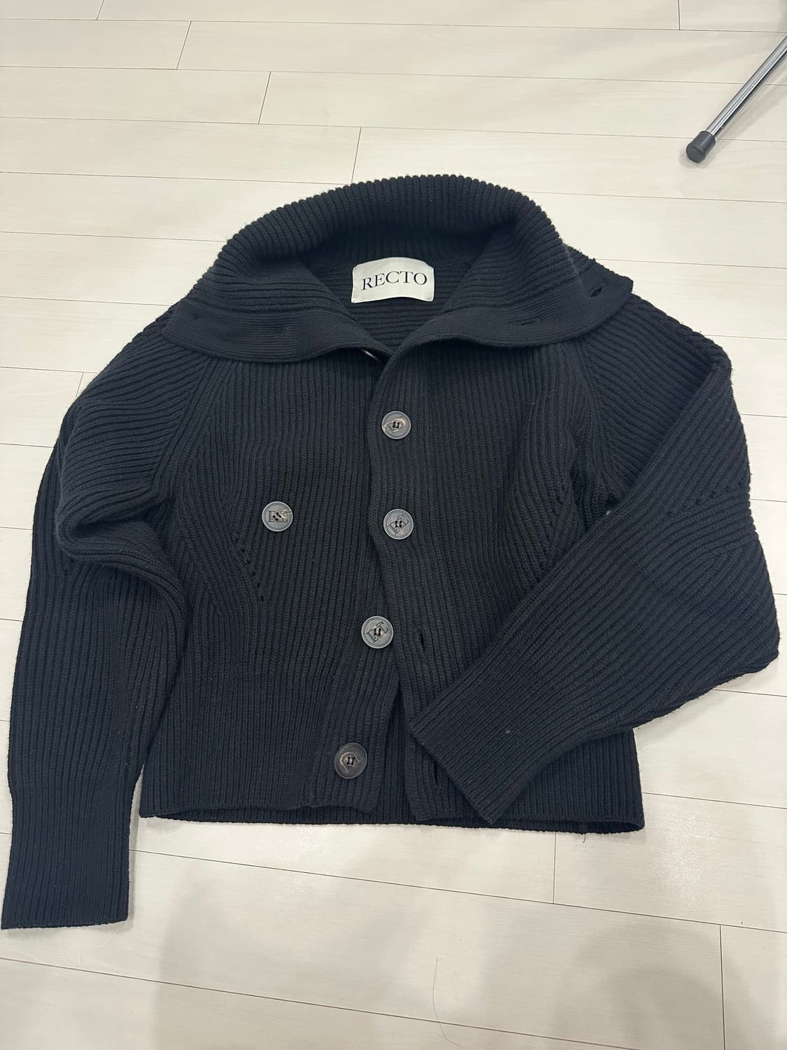 렉토 oversized collar wool ribbed cardigan 상품이미지2