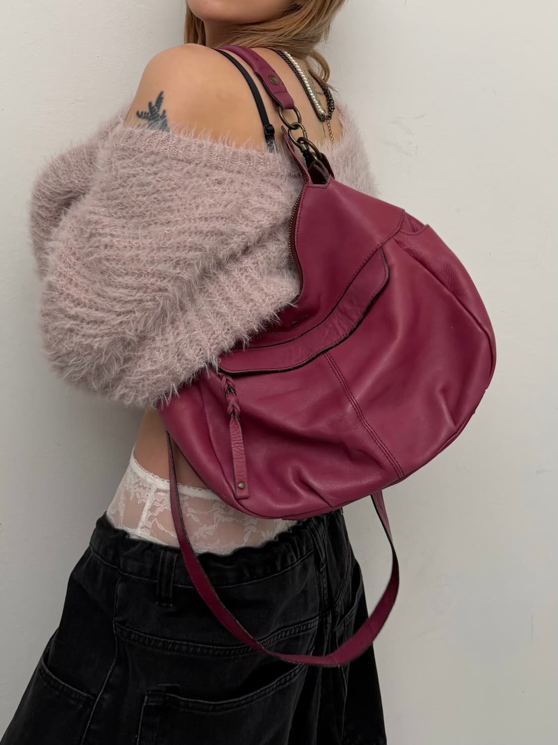 하프문 쉐입 숄더,크로스 백 상품이미지1