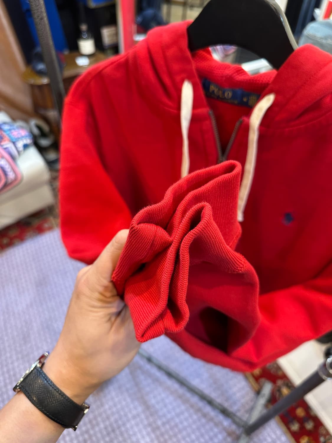 폴로 랄프로렌 기모 후드집업 레드 M 상품이미지6