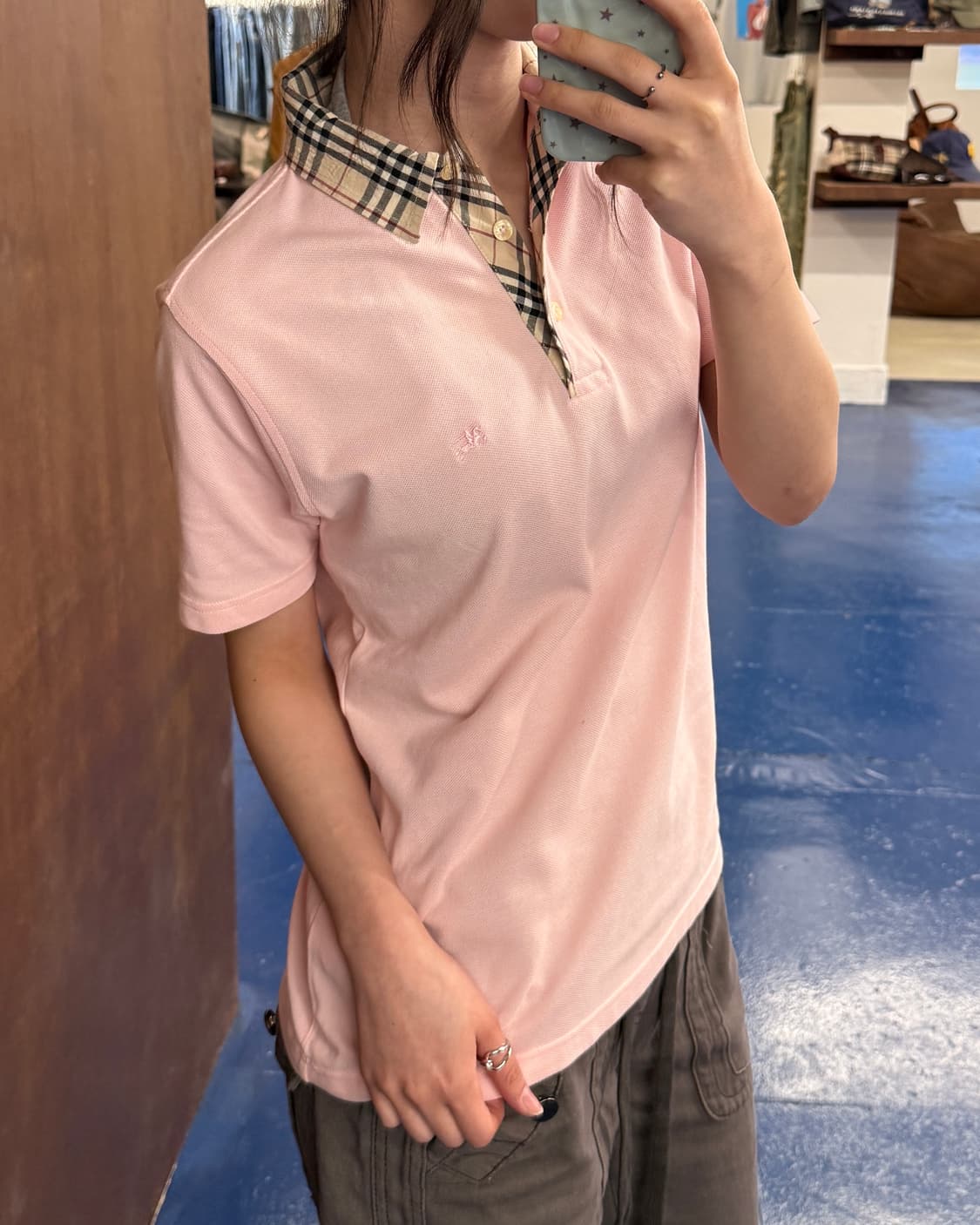 Burberry 버버리 핑크 카라 반팔티 상품이미지2