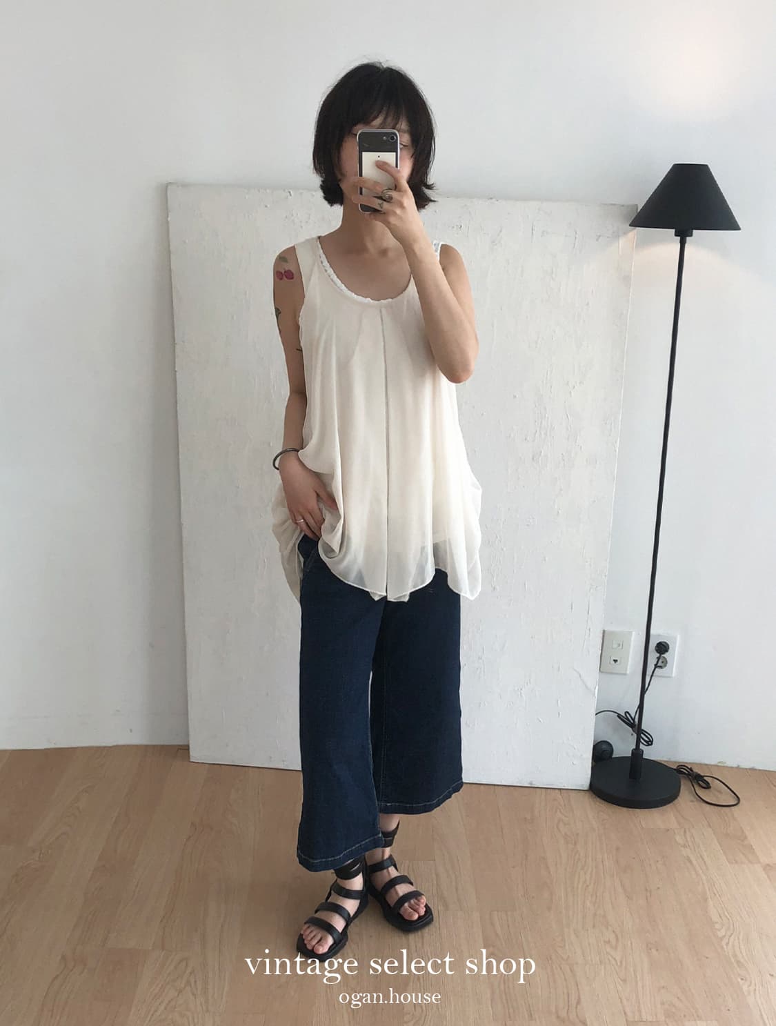 vintage lace chiffon sleeveless blouse 상품이미지3