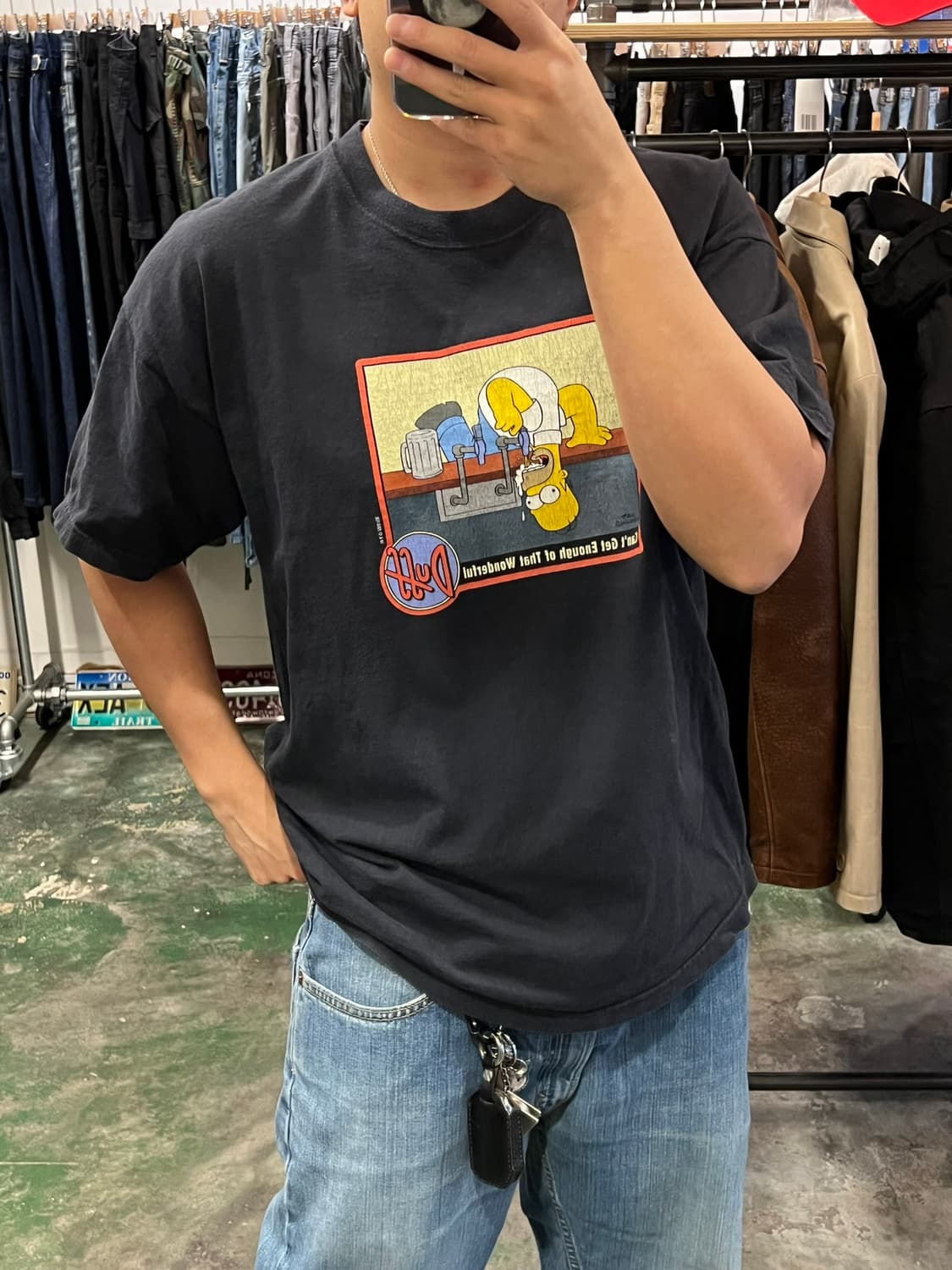 00's [XL] The Simpsons 호머 심슨 더프 애니 빈티지 티 상품이미지2