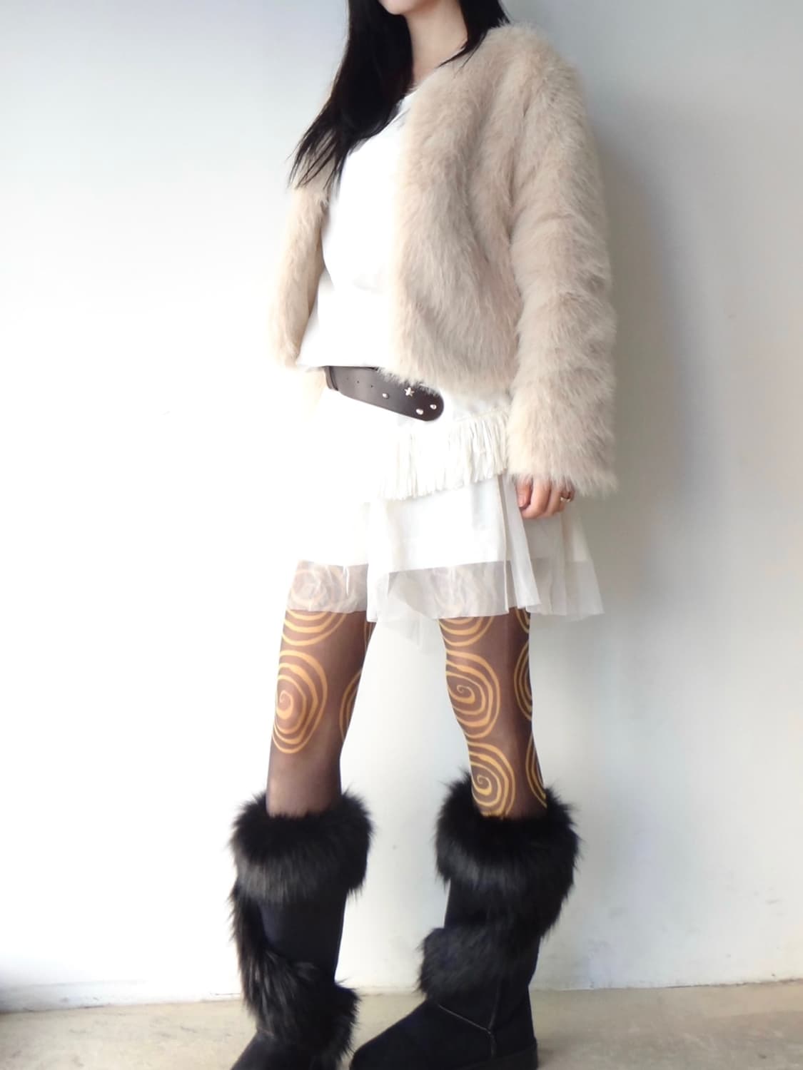 Simple oat fur jacket / ivory 상품이미지7