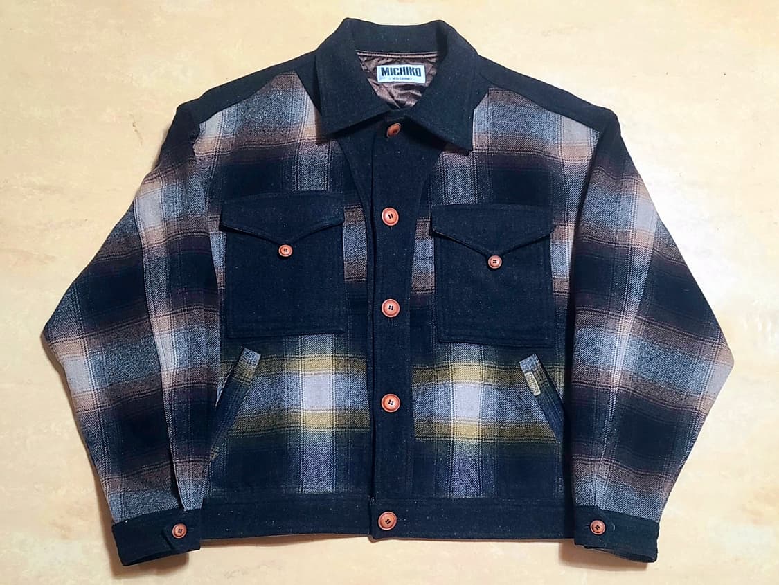 Michiko Koshino 90's 미치코 타탄체크 모직 워크자켓  상품이미지5