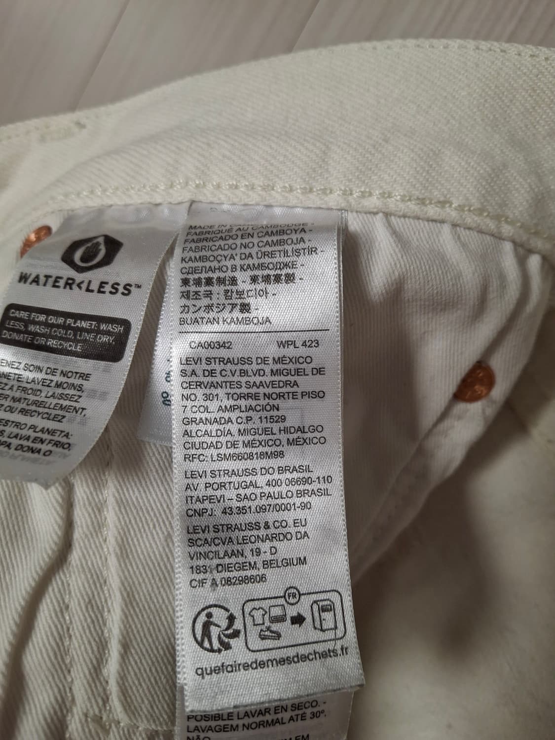 리바이스 501 크림진 34-32 상품이미지5