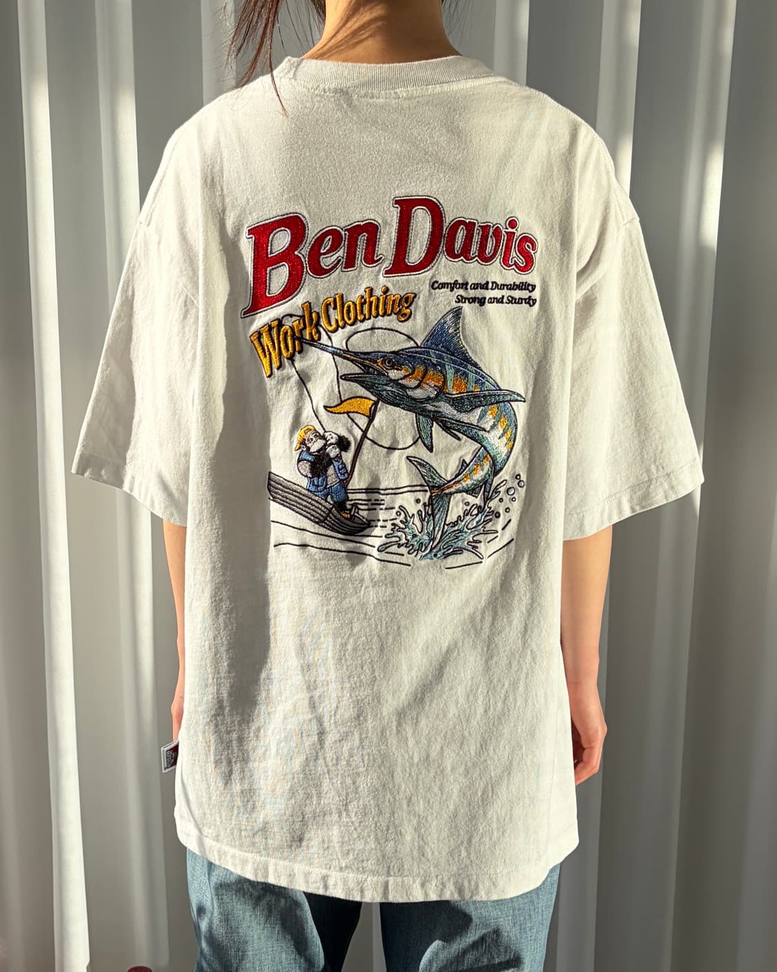 [L]벤 데이비스 BEN DAVIS 자수 반팔 티셔츠 상품이미지1