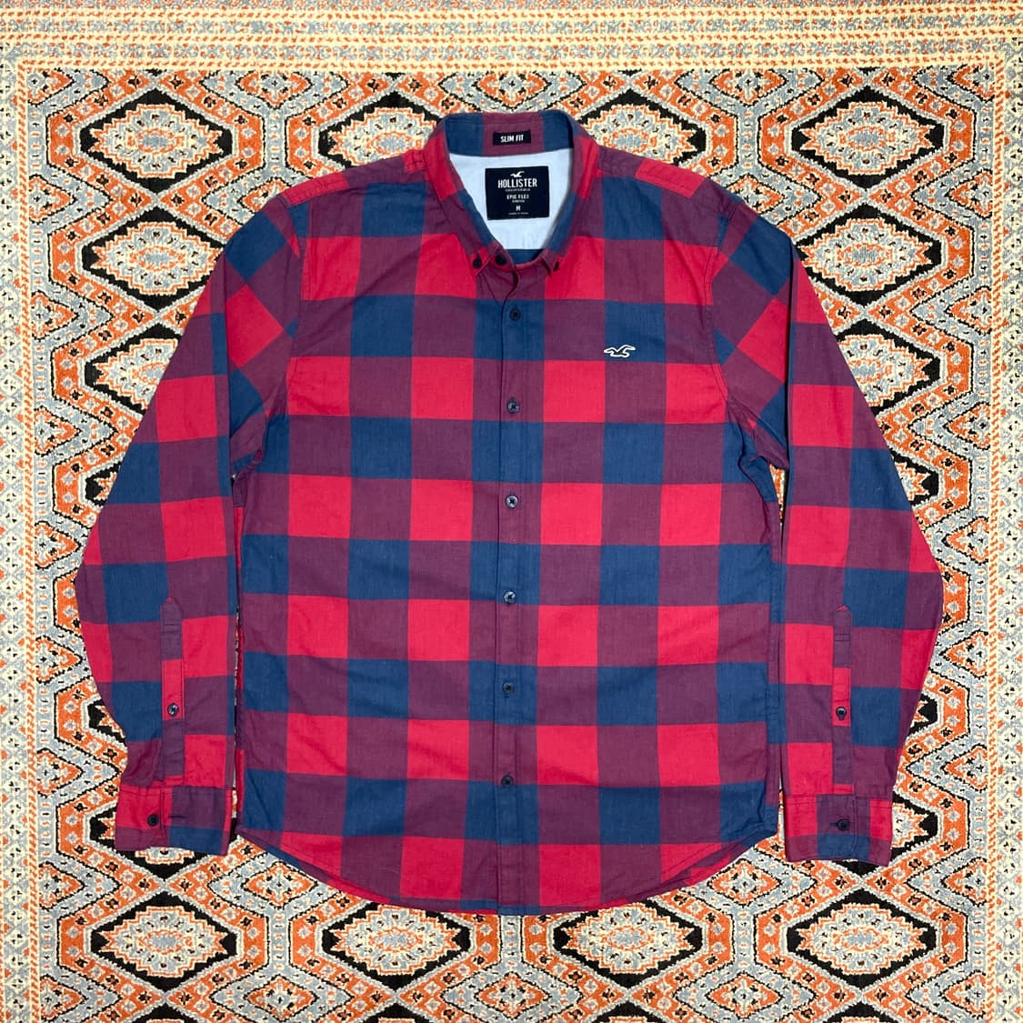 홀리스터 레드 체크 셔츠 남방 남성M 상품이미지1