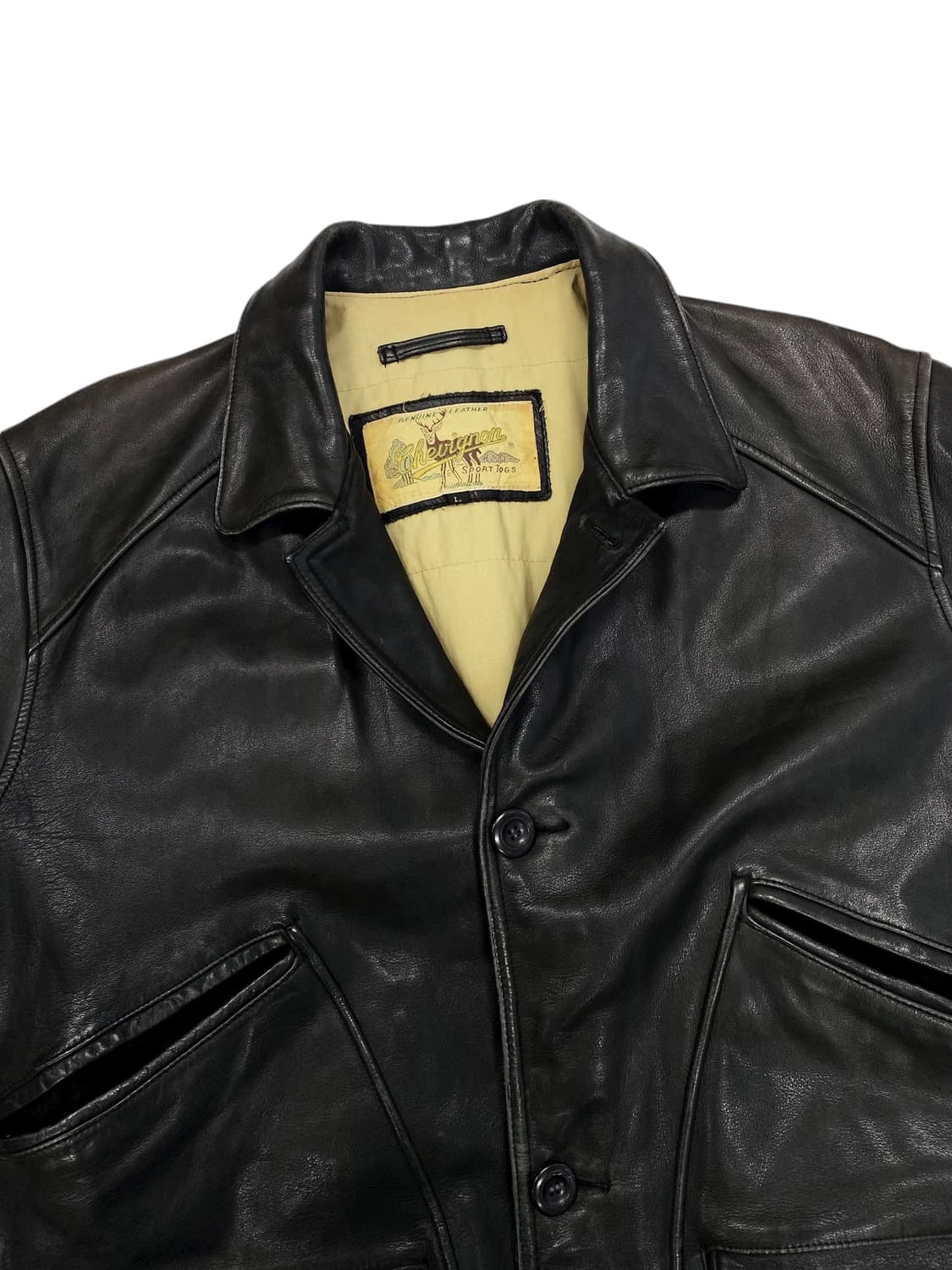 8-90's Chevignon 소가죽 헌팅 자켓 상품이미지4