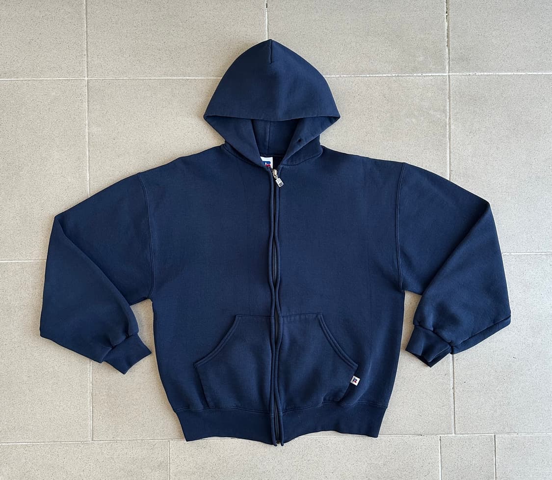 90s 빈티지 러셀 후드집업 네이비 L 상품이미지1