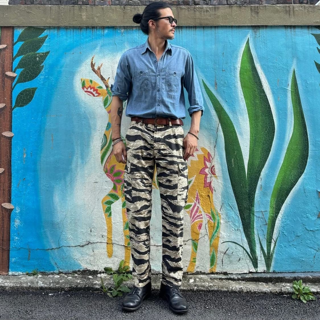 누드본즈 x 참스 골든 타이거 스트레이트 카고 팬츠 PN6413 상품이미지2