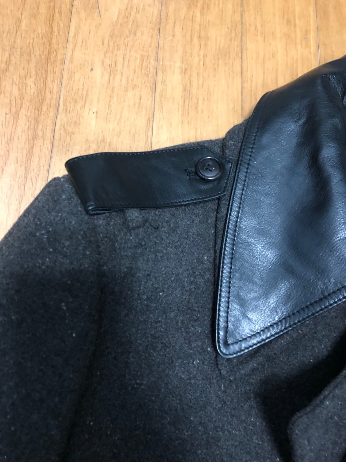 모아이코 가죽카라 벨트 더블코트 L 상품이미지3