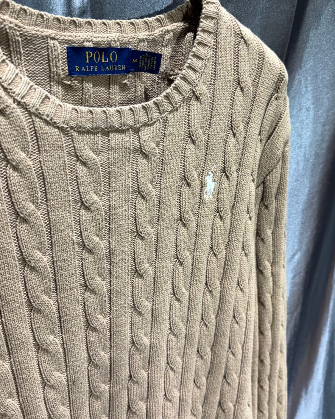 M 폴로랄프로렌 베이지 케이블 라운드 니트  상품이미지4