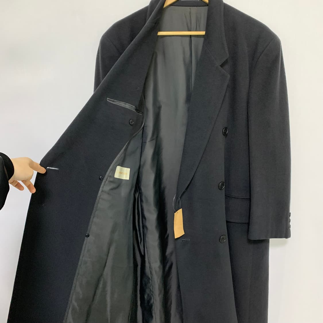 jpn 일본 빈티지 캐시미어 100% 더블 버튼 롱코트 차콜 상품이미지9
