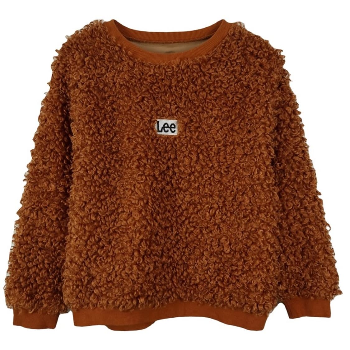 [리 재팬] 로고 자수 쉐르파 뽀글이 오버핏 맨투맨 브라운 M18311 상품이미지2