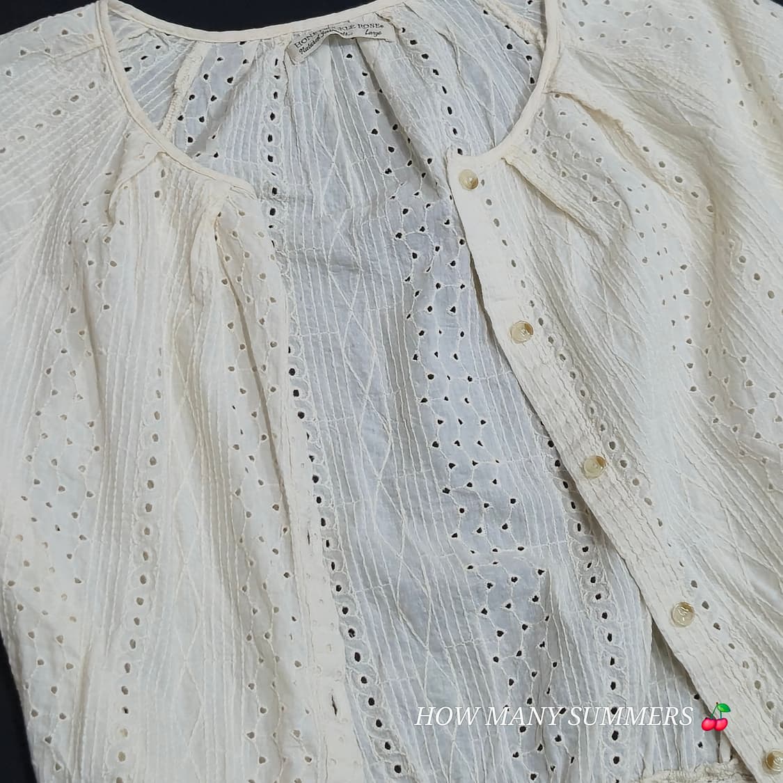 일본 수입빈티지 허니써클로즈 화이트 펀칭 자수 가디건 코튼 100% 상품이미지4