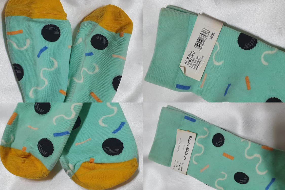 민트 그린 블루 브라운 체크 Bonne Maison 본메종 양말  상품이미지10