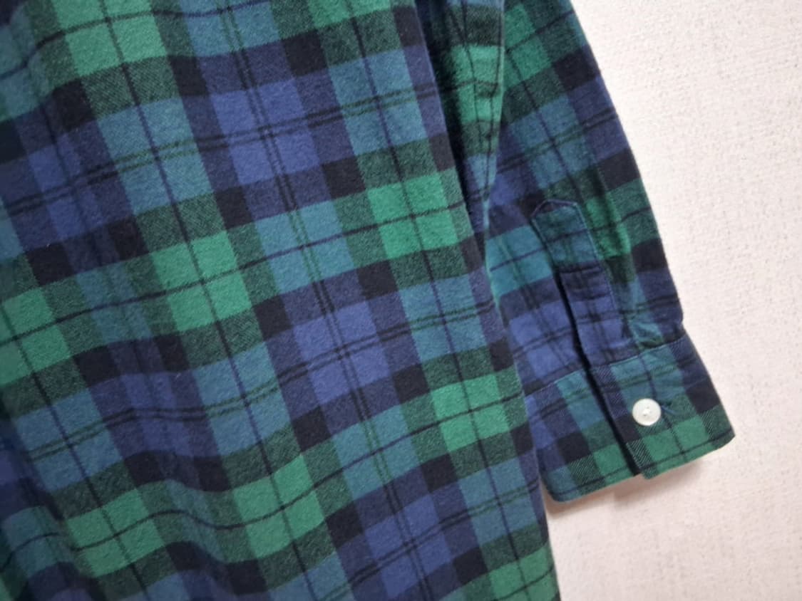 FRED PERRY 네이비그린체크 겨울 면체크  셔츠 원피스 미디 여성  상품이미지6