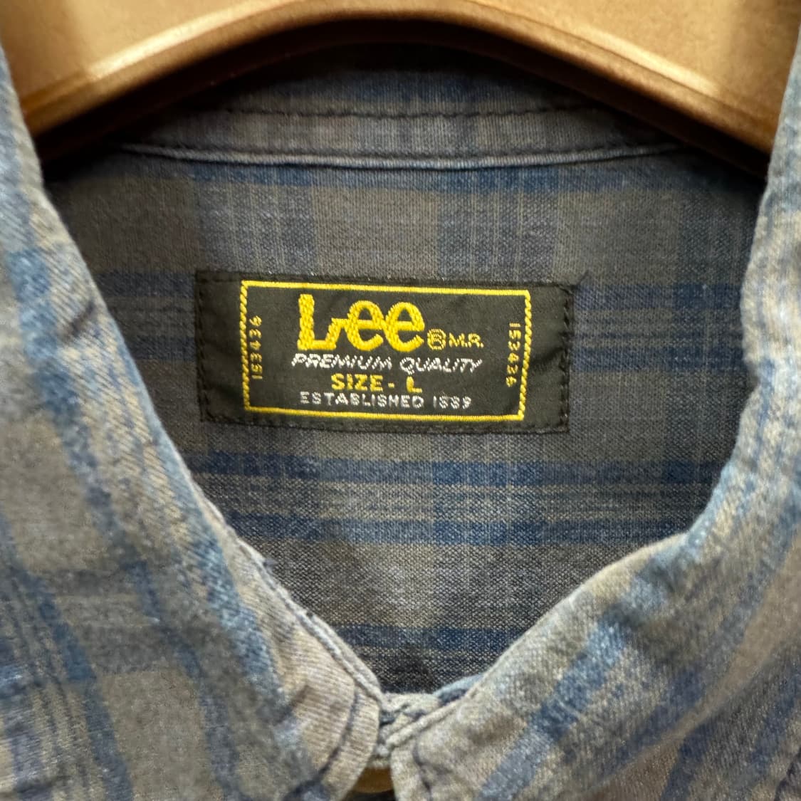 00s LEE 리 체크 패턴 셔츠 전면 원포켓 로고 포인트 네이비 상품이미지6