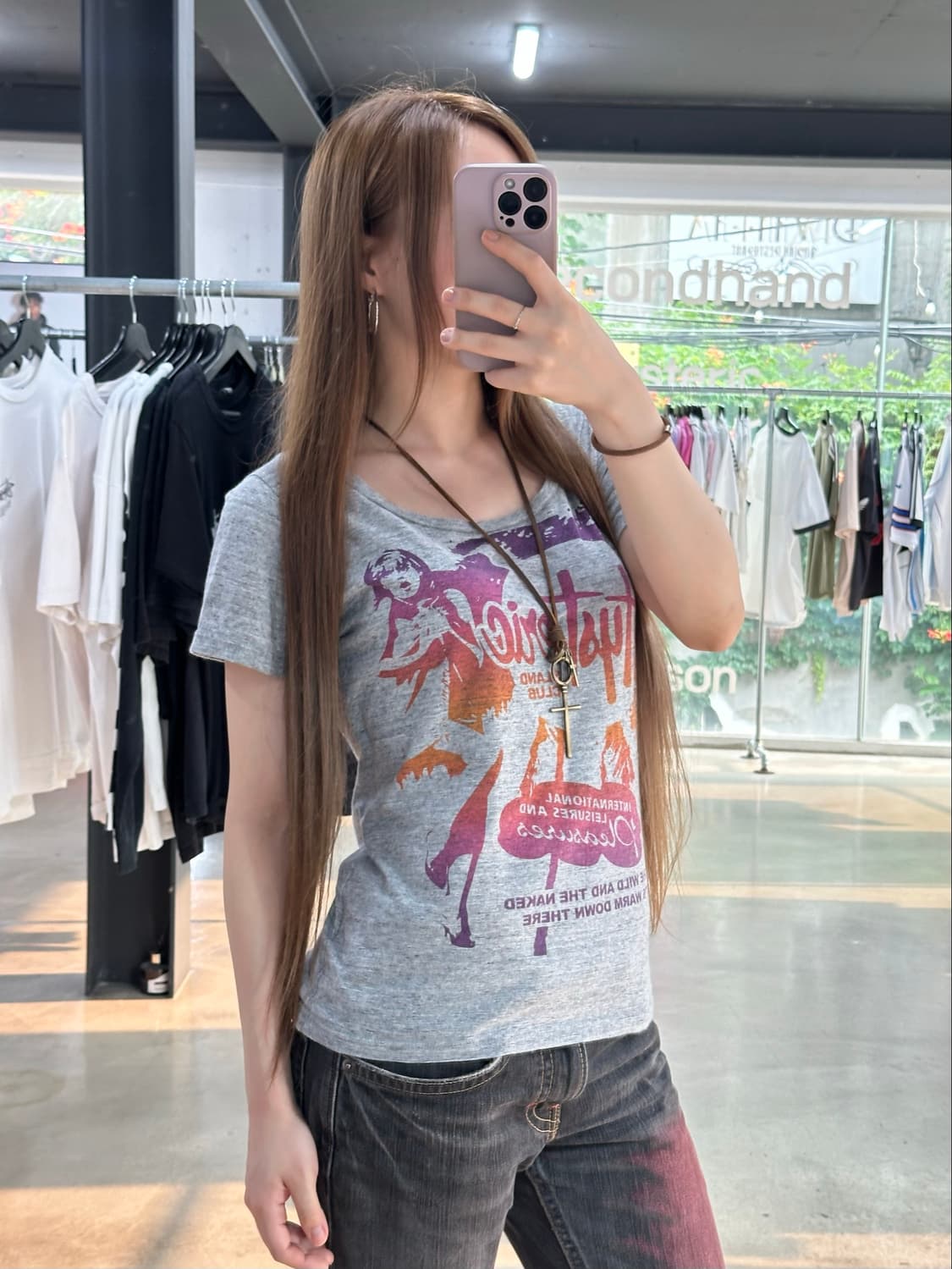히스테릭글래머 히스걸 컬러프린팅 백로고 반팔티 상품이미지1