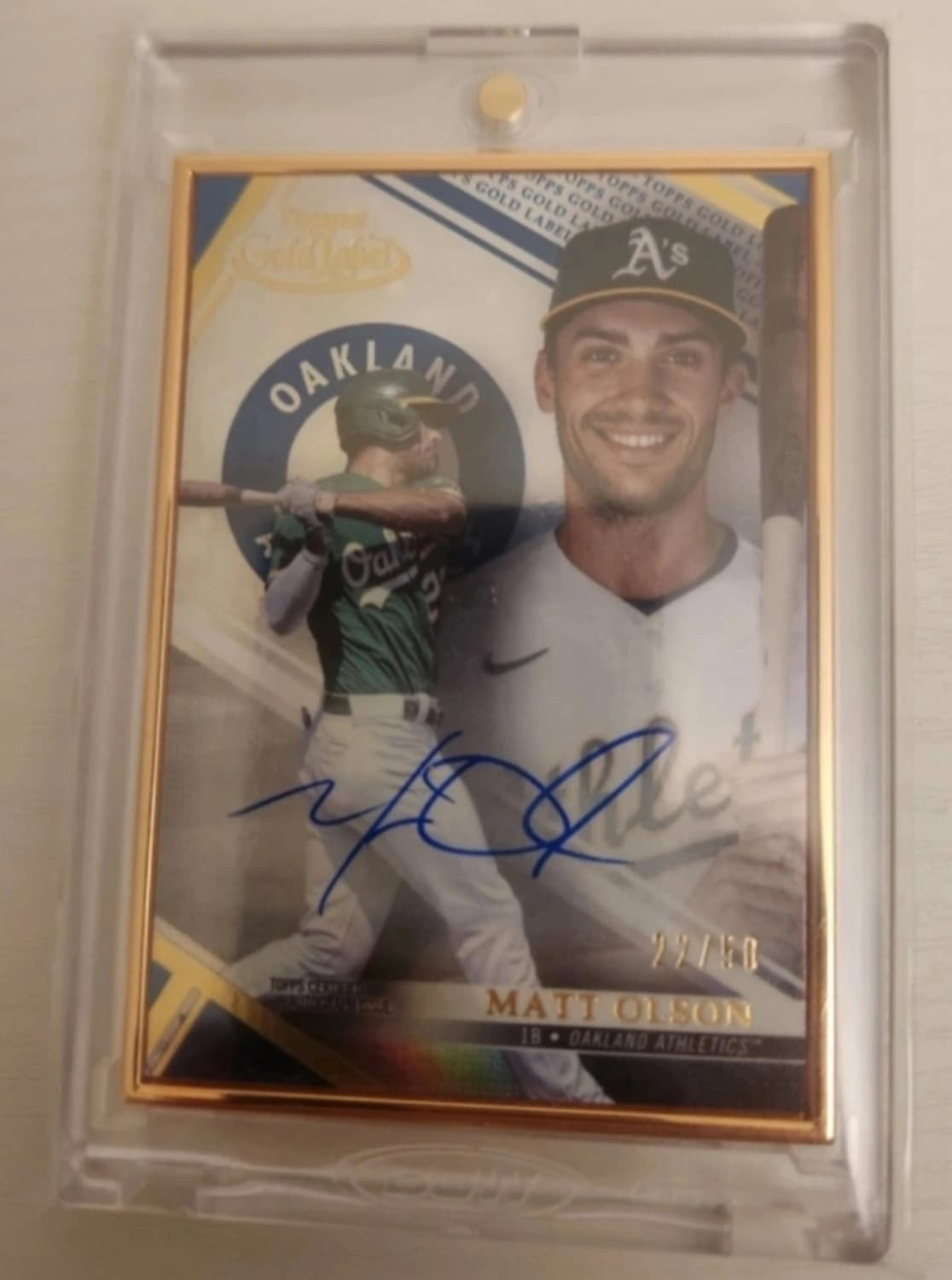 새상품 mlb 오클랜드 타자 멧올슨 친필 사인 오토 그래픽 카드 판매 상품이미지1