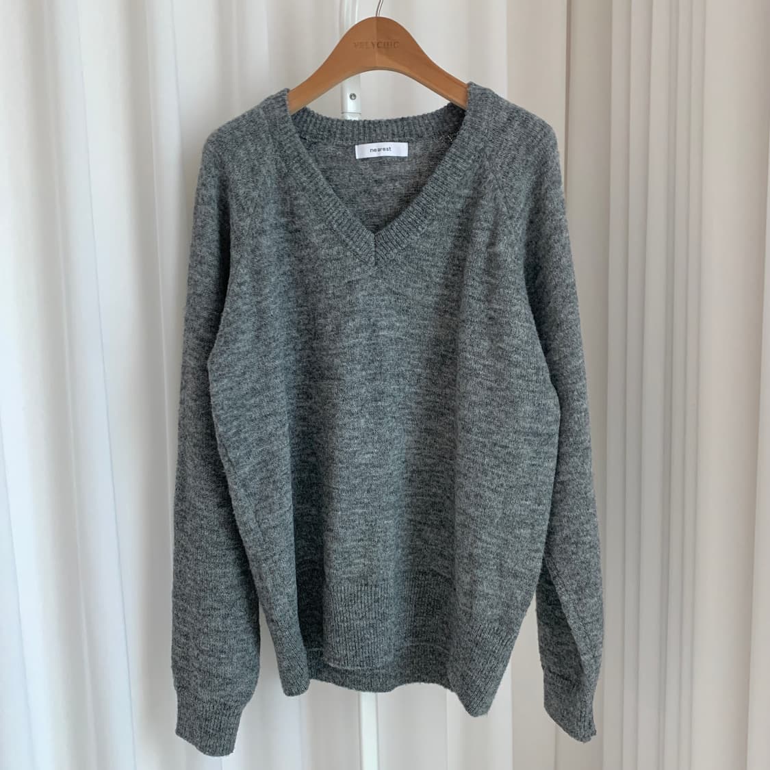 빈티지 브이넥 루즈핏 롱니트 상품이미지4