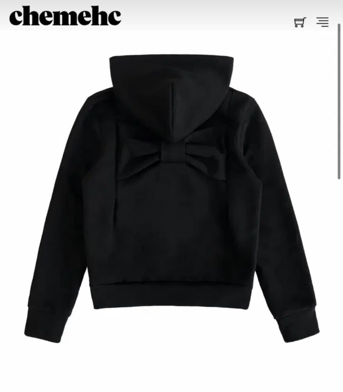체메씨 보우 후드집업 블랙 상품이미지1