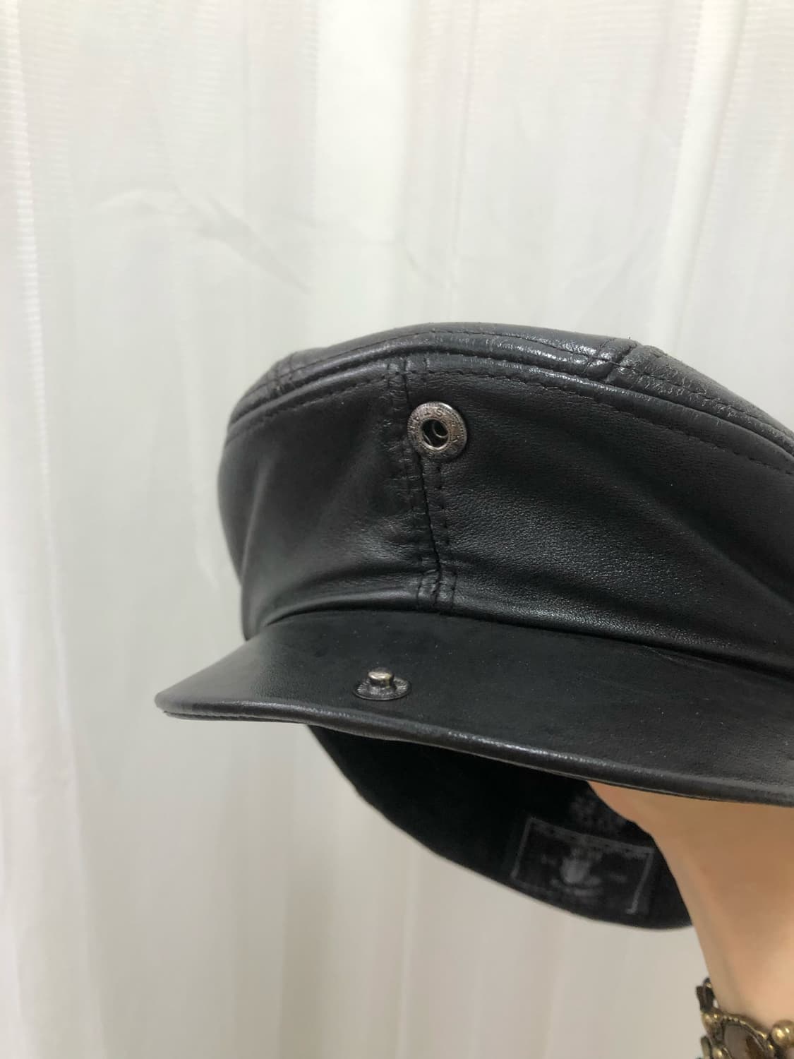 black leather basic hunting cap 상품이미지4