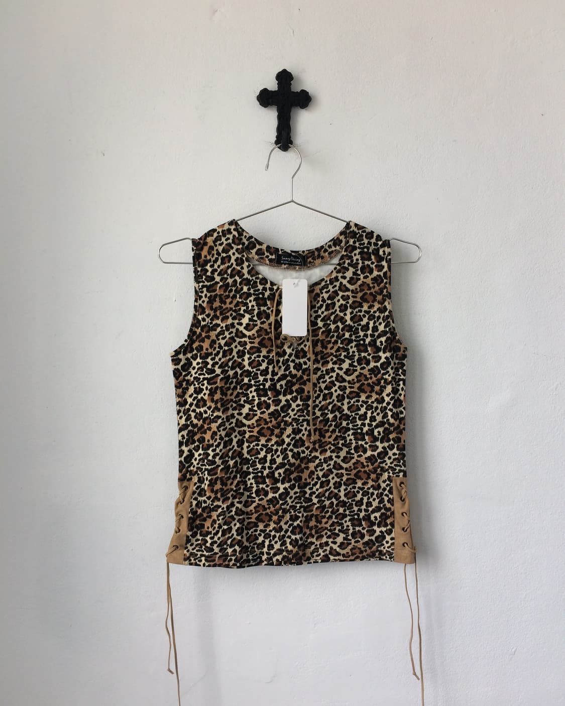 Lace up point leopard pattern sleeveless 상품이미지2
