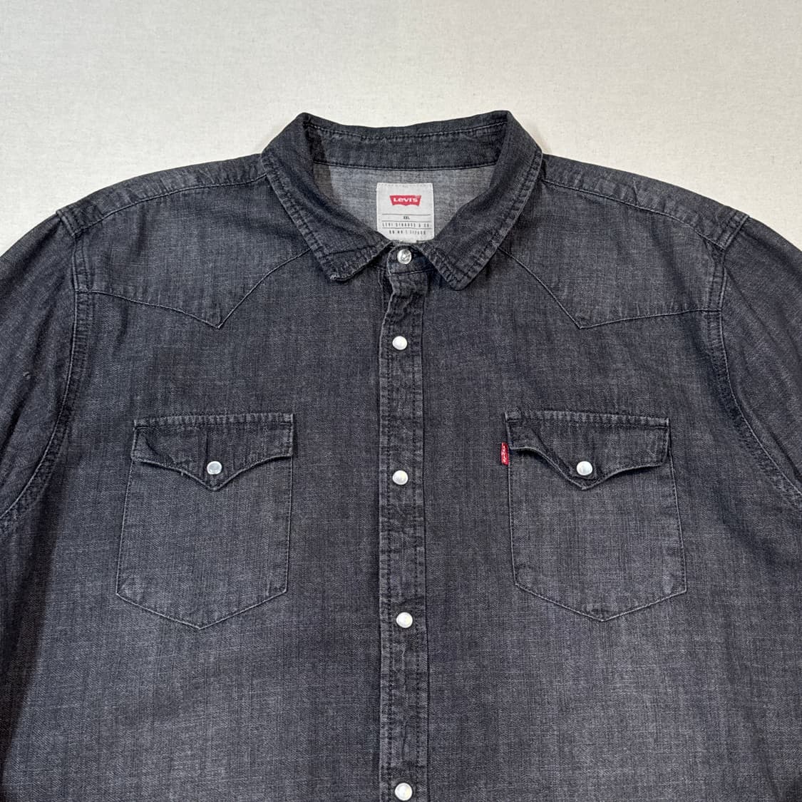 XL) 리바이스 투포켓 웨스턴 흑청 데님 셔츠 상품이미지3