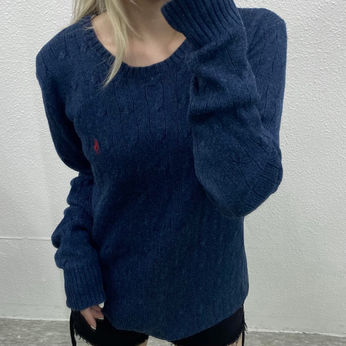 폴로 랄프로렌 레드포니 꽈배기 네이비 니트 L 상품이미지5