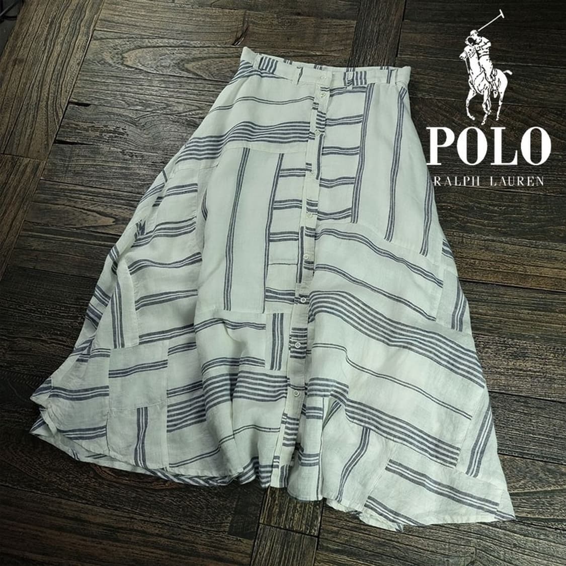 [폴로 랄프로렌] 기하학 패턴 린넨 버튼 롱스커트 M19636 상품이미지1