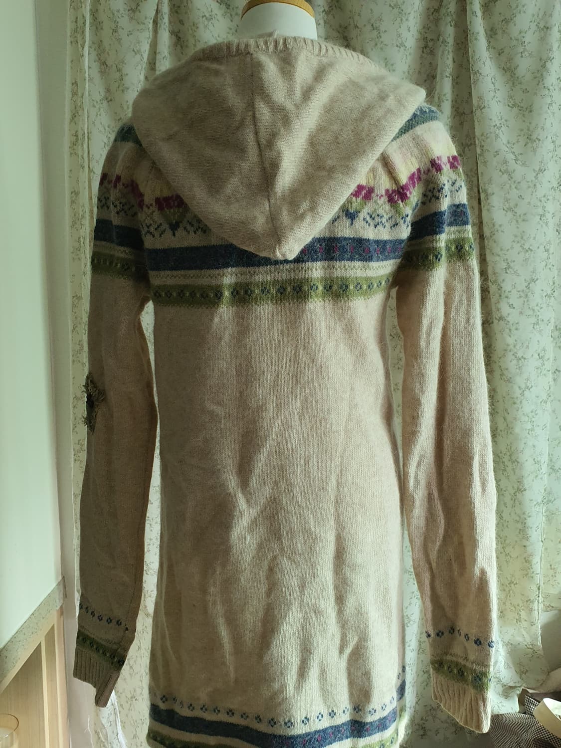 [모리걸] 후드 폼폼 니트 원피스 상품이미지4