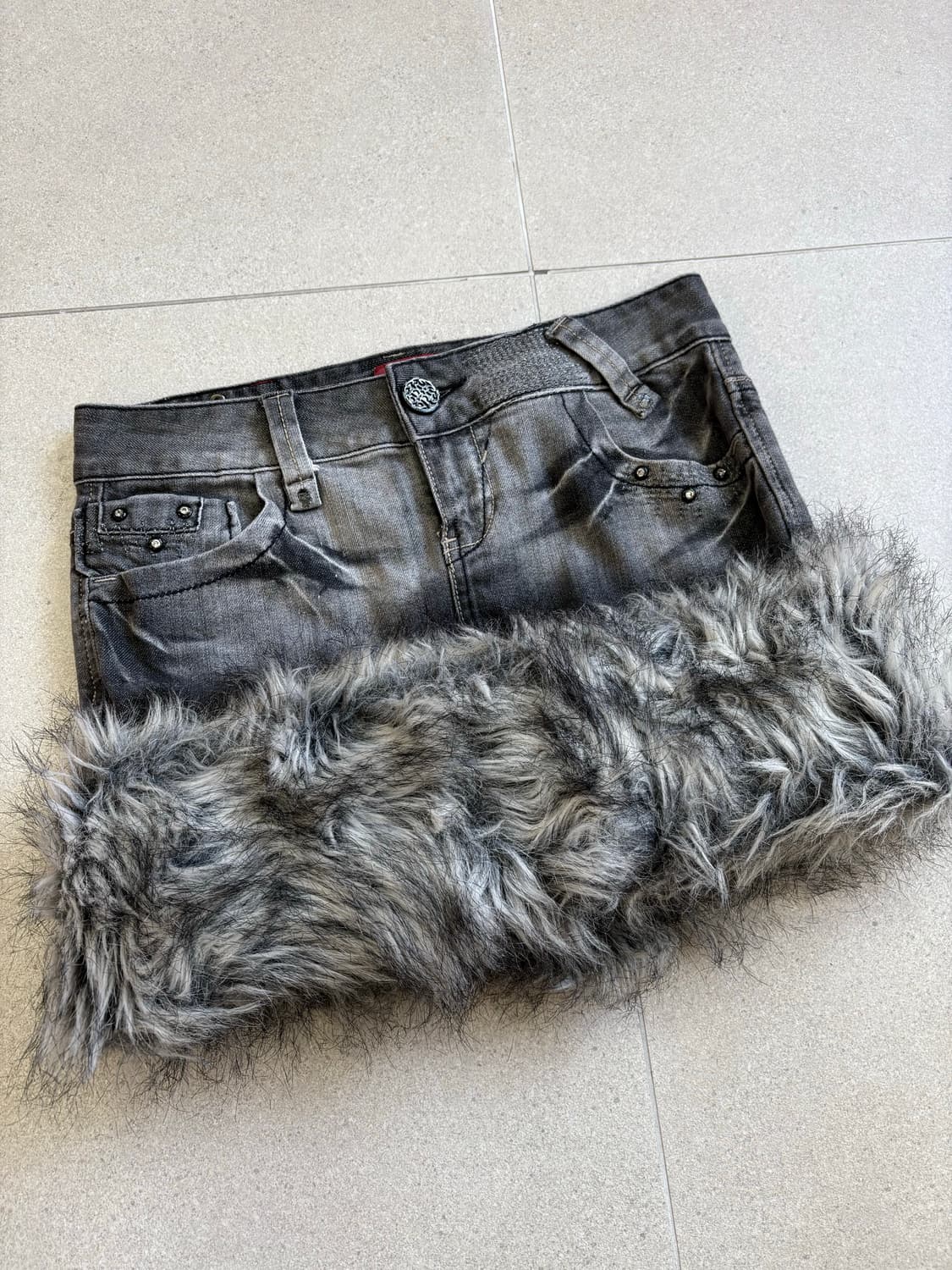 커스텀 그레이 퍼스커트 상품이미지2