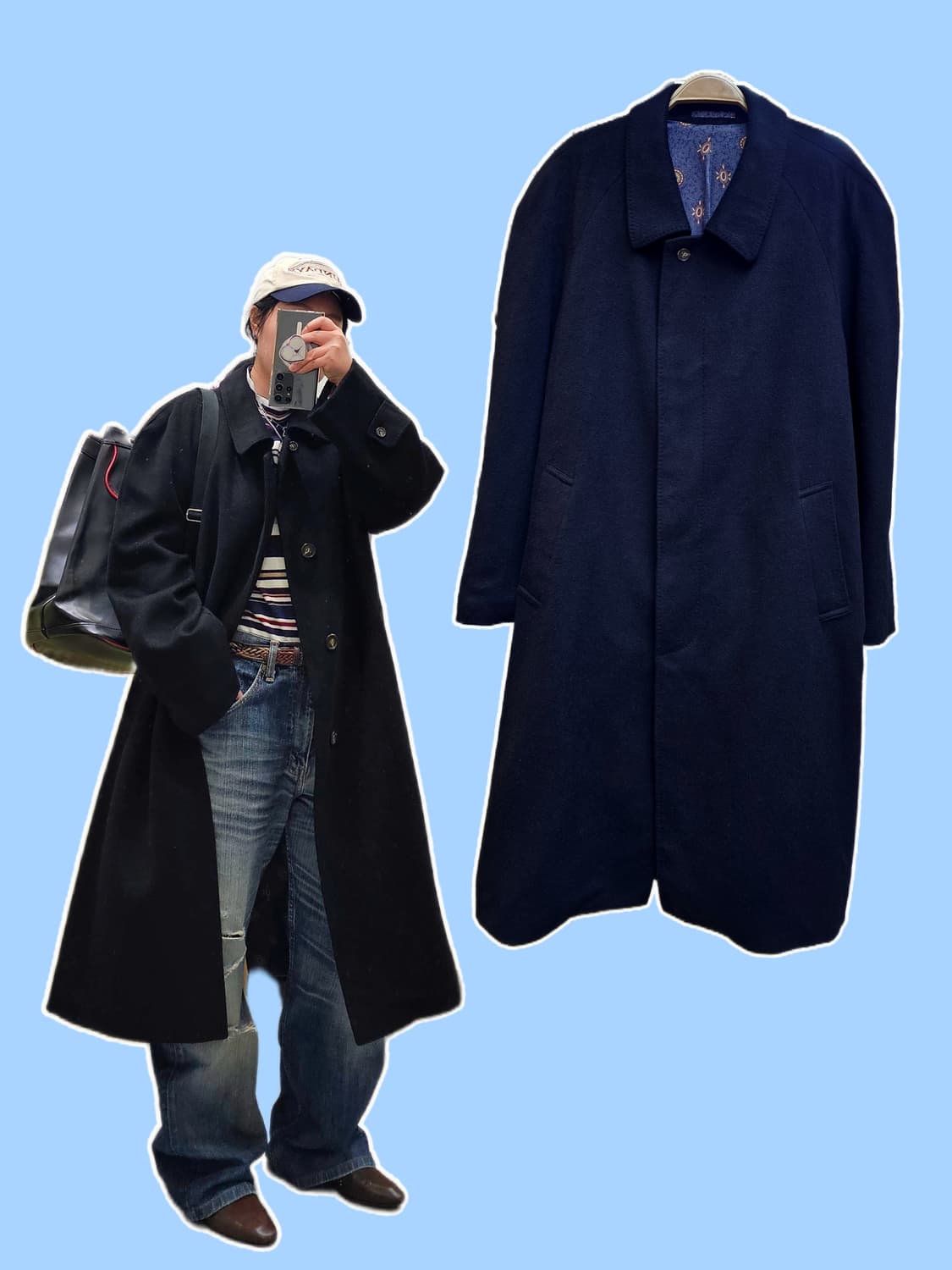 Dicuore 블랙 캐시미어&실크 발마칸 코트 상품이미지1