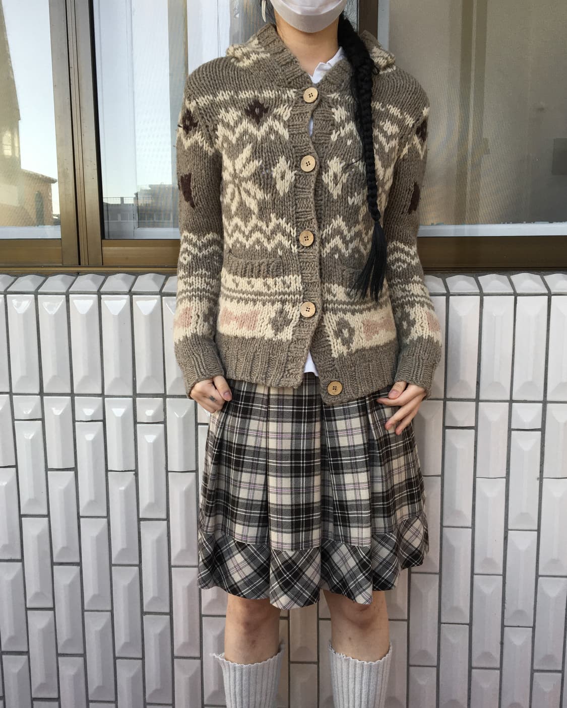 Nordic pattern hood knit cardigan 상품이미지6