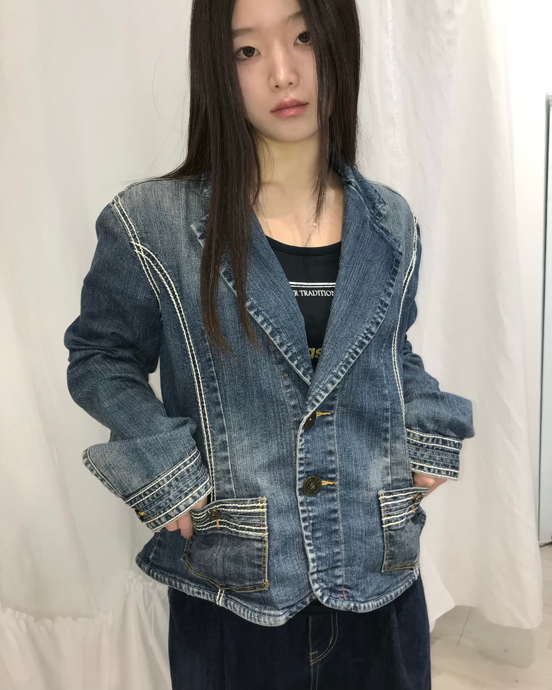 스티치 데님 자켓  상품이미지1