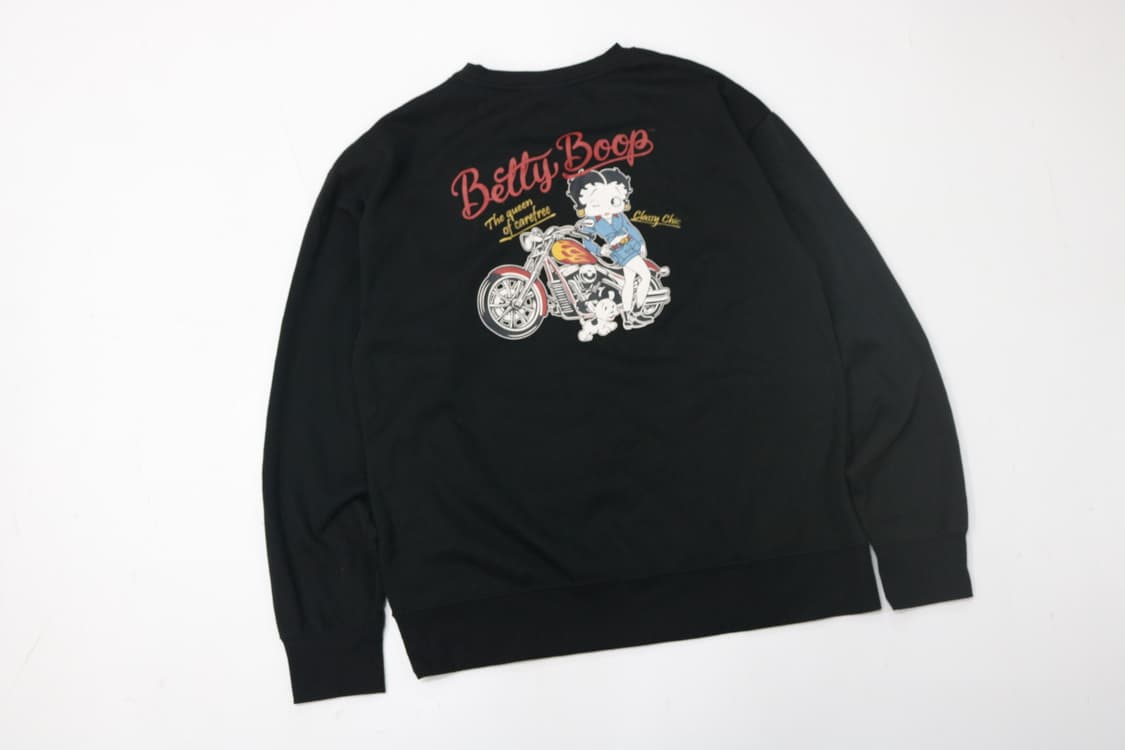 베티 붑(Betty Boop) 바이크 그래픽 빈티지 맨투맨 (L) 상품이미지2