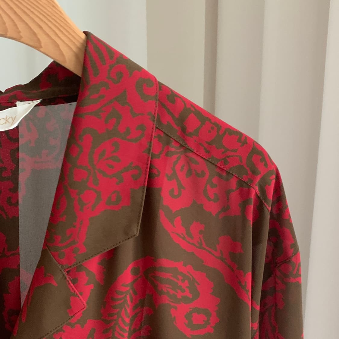 일본 빈티지 amanjacky 레트로 리프 패턴 쉬폰 블라우스 상품이미지3