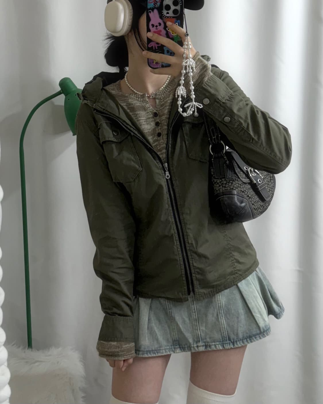 카키 투 포켓 후드 집업 자켓 상품이미지4